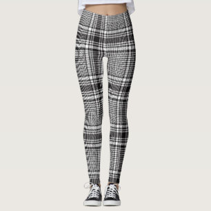 Leggings Motif de contrôle du verre noir et blanc
