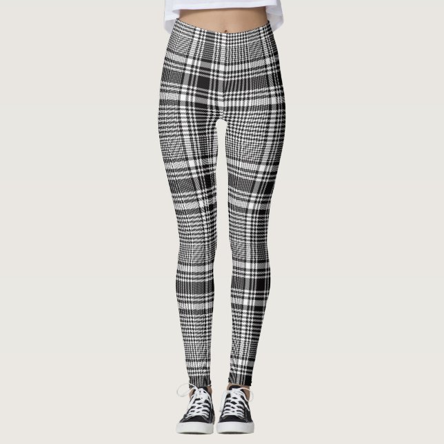 Leggings Motif de contrôle du verre noir et blanc (Devant)
