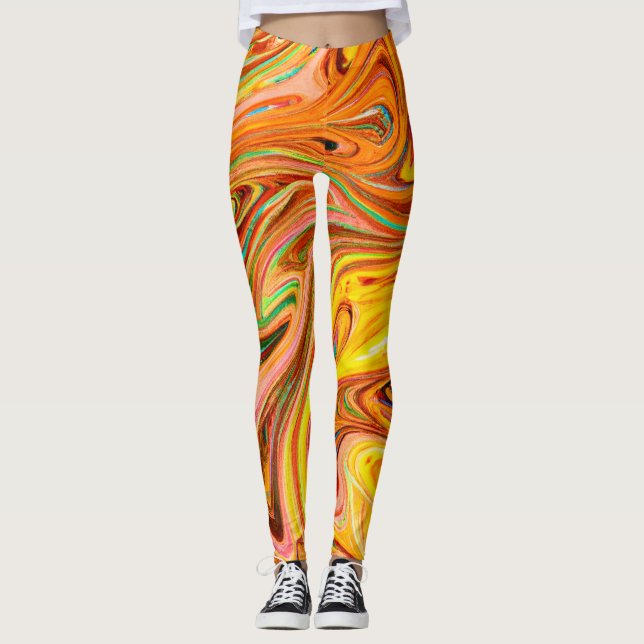 Leggings Motif de couleurs Abstrait dynamique (Devant)