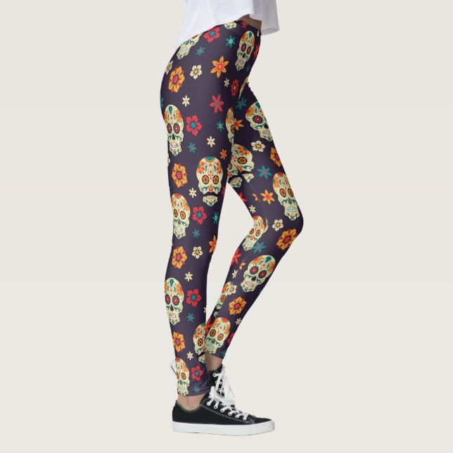 Leggings Motif de crâne à sucre coloré (Droite)