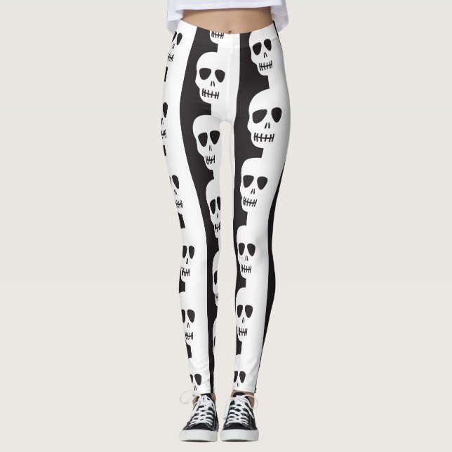 Leggings Motif de crânes blancs et noirs (Devant)