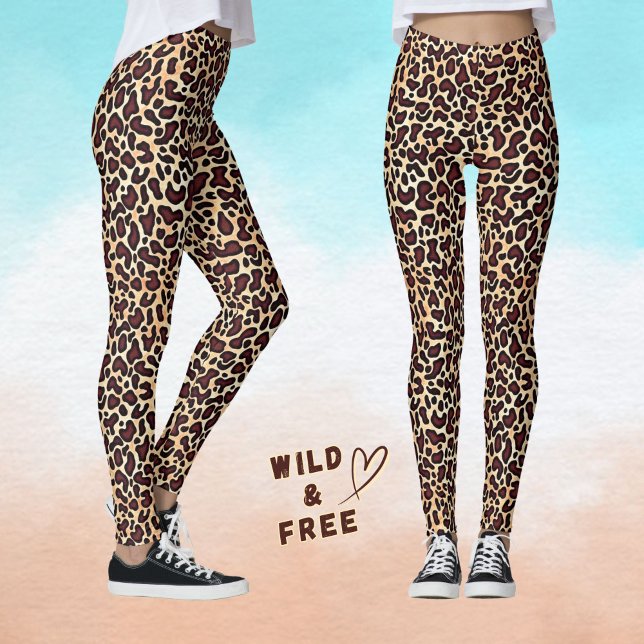 Leggings Motif de crème Brown de peau de léopard - (Créateur téléchargé)