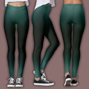 Leggings Motif de Dégradé Uni   Ombré Émeraude Foncé