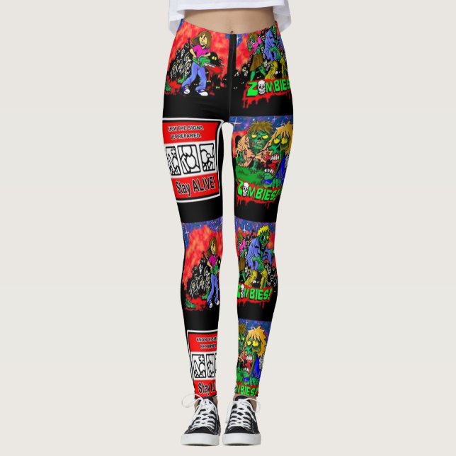 Leggings Motif de dessin animé Zombie (Devant)