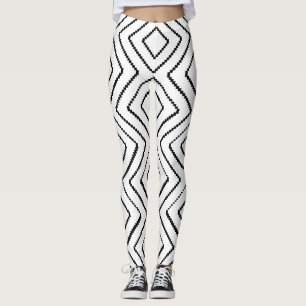 Leggings Motif de diamant géométrique noir et blanc