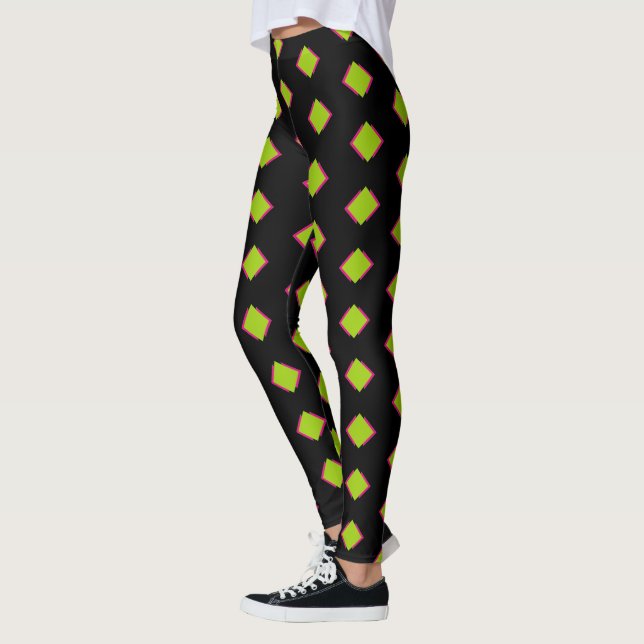 Leggings Motif de diamants verts Abstrait (Gauche)