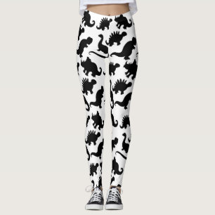 Leggings Motif de dinosaure noir et blanc mignon