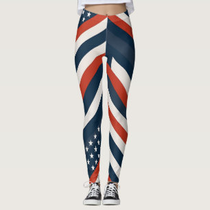 Leggings Motif de drapeau américain géométrique   Femmes mo