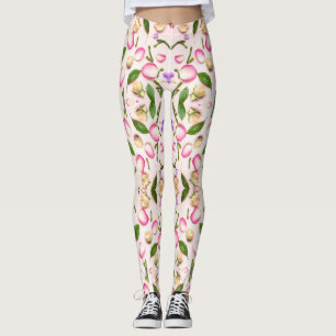 Leggings Motif de feuillage feuille jaune et vert