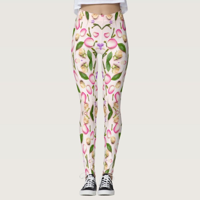 Leggings Motif de feuillage feuille jaune et vert (Devant)