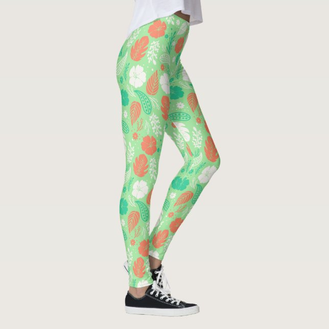 Leggings Motif de feuillage vert et orange (Droite)
