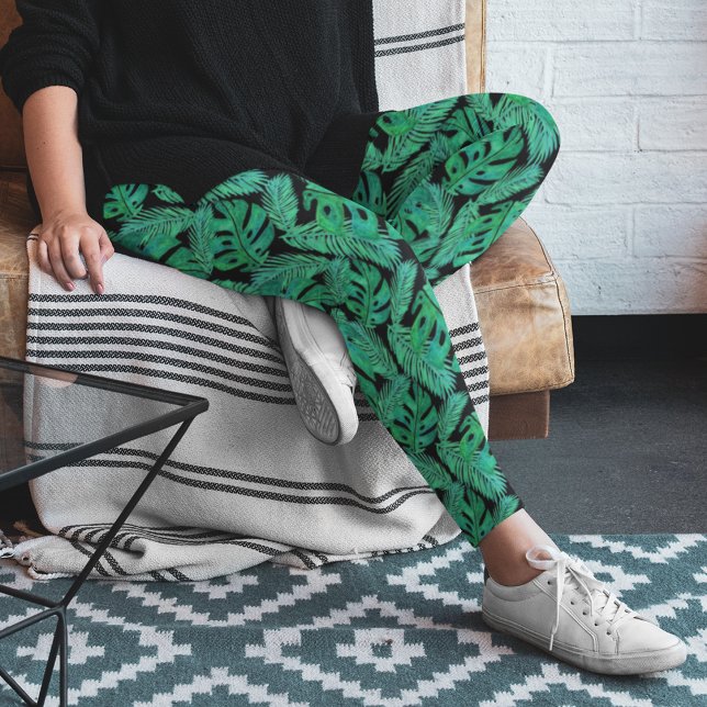 Leggings Motif de feuille de Monstera Tropical (Créateur téléchargé)