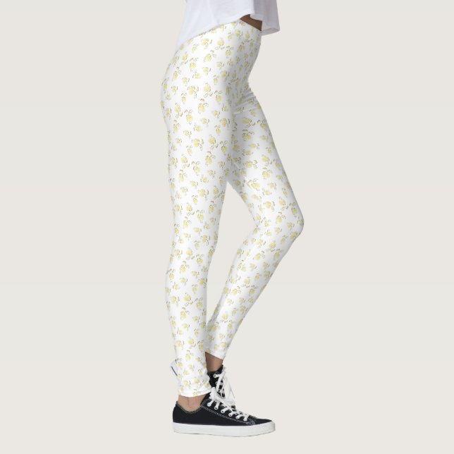 Leggings Motif de feuille en forme de coeur de champagne su (Droite)