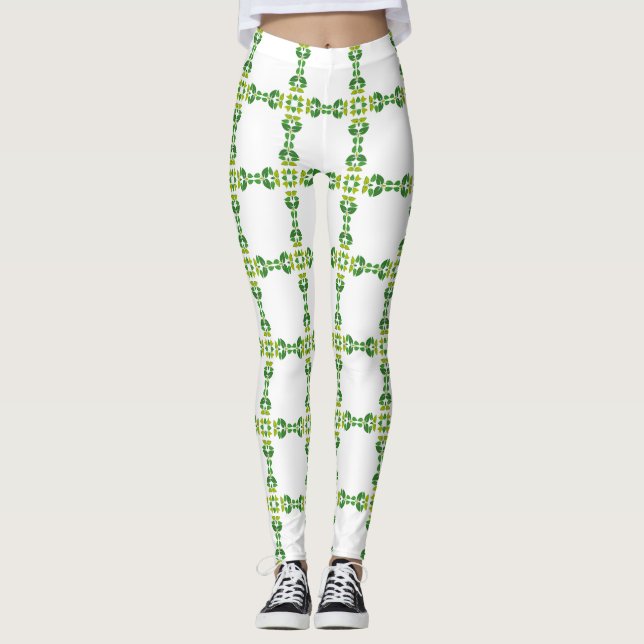 Leggings Motif de feuille, motif de feuilles, feuilles vert (Devant)