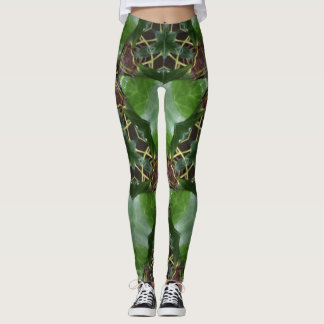 Leggings motif de feuilles d'ivoire