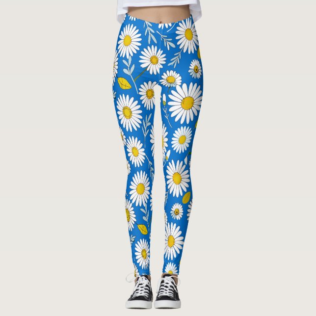 Leggings Motif de fleur marguerite (Devant)