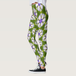 Leggings Motif de fleurs blanches