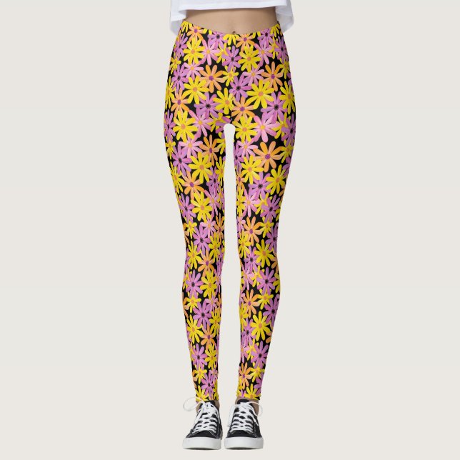 Leggings Motif de fleurs de Gerbera, arrière - plan (Devant)