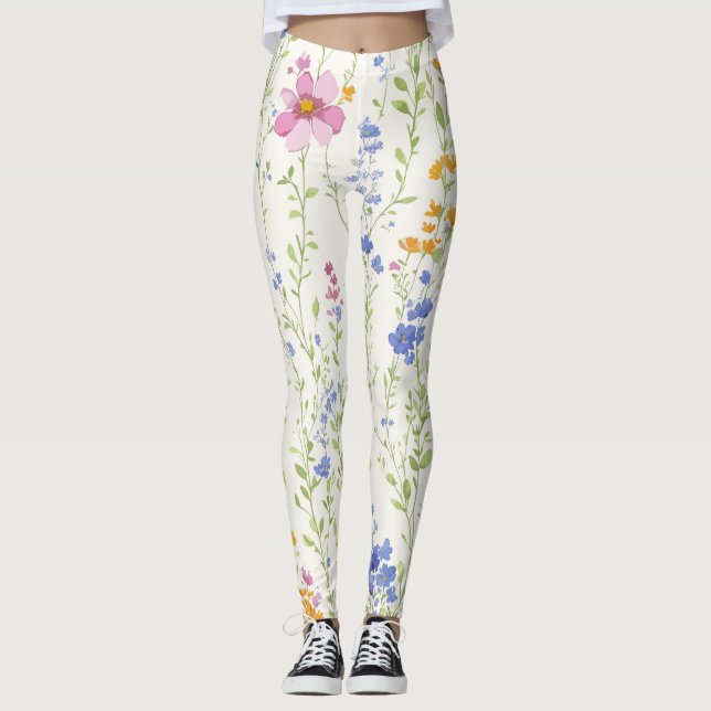 Leggings Motif de fleurs sauvages (Devant)