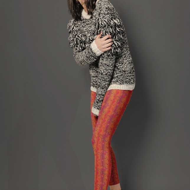 Leggings Motif de fleurs sur Arrière - plan ombragé orange (Créateur téléchargé)