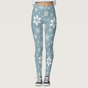 Leggings Motif de flocon de neige, flocons blancs, neige, g