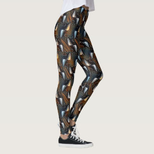 Leggings Motif de flux géométrique abstrait de vagues de cu