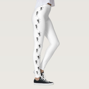 Leggings Motif de fourmis noires sur blanc