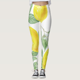 Leggings Motif de fruits aquarelle citrons