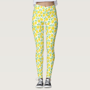 Leggings Motif de fruits citrons et feuilles