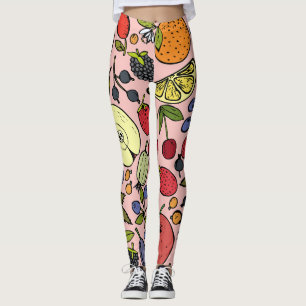 Leggings Motif de fruits mignon rose pour elle