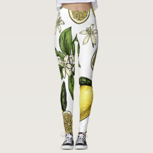 Leggings Motif de fruits tropicaux au citron
