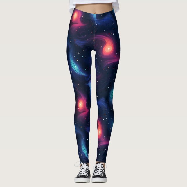 Leggings Motif de galaxie bleu foncé (Devant)
