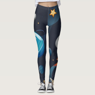 Leggings Motif de galaxie d'espace extra-atmosphérique plan