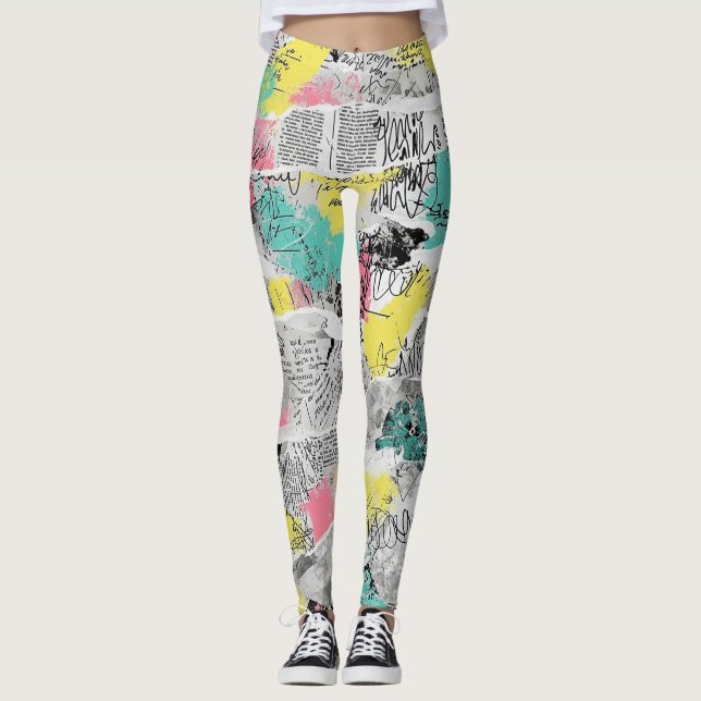 Leggings Motif de graffiti urbain coloré (3) (Devant)