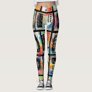 Leggings Motif de graffiti urbain coloré (5)