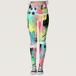 Leggings Motif de graffiti urbain coloré (7)