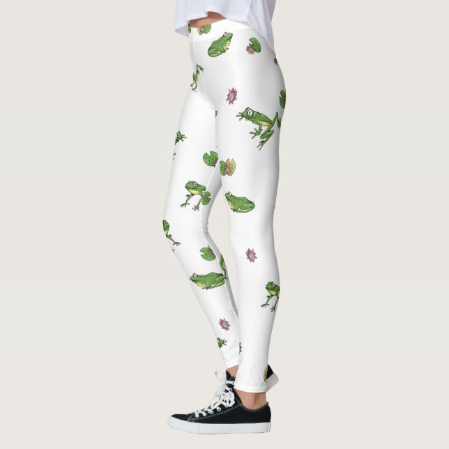 Leggings Motif de grenouille verte mignonne (Gauche)