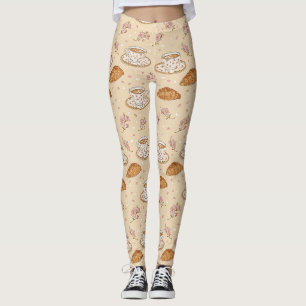 Leggings Motif de housse de café Fleur de Cerisier (2)