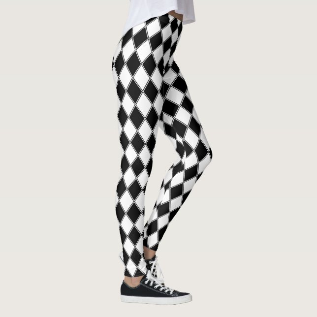 Leggings Motif de Jacquard Diamant noir et blanc (Droite)