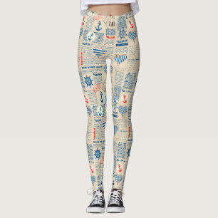 Leggings Motif de journal nautique