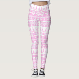 Leggings Motif de Knit moche de Noël en rose pastel