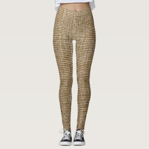 Leggings motif de la nature de burlap rustique