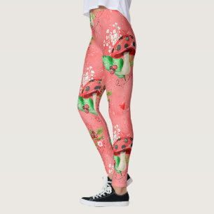 Leggings Motif De Ladybug Rose Et Champignons