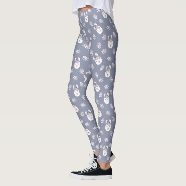 Leggings Motif de lamas et de fleurs (Gauche)