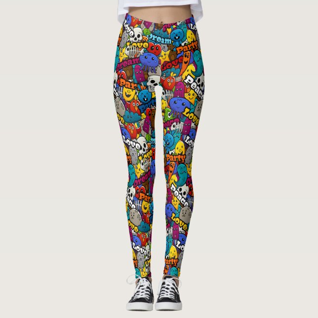 Leggings Motif de l'autocollant lumineux (Devant)
