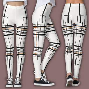 Leggings Motif de ligne abstrait Quadrillage urbain