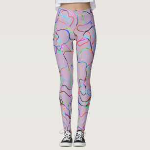 Leggings Motif de ligne courbe multicolore