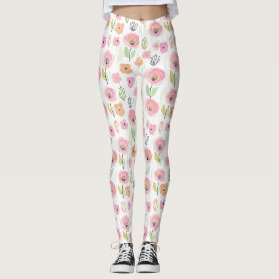 Leggings Motif de ligne florale abstrait moderne (2)