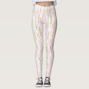 Leggings Motif de ligne florale abstrait moderne (7)