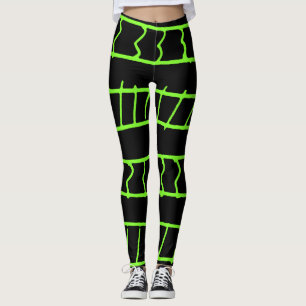 Leggings Motif de lignes et de formes sur fond noir